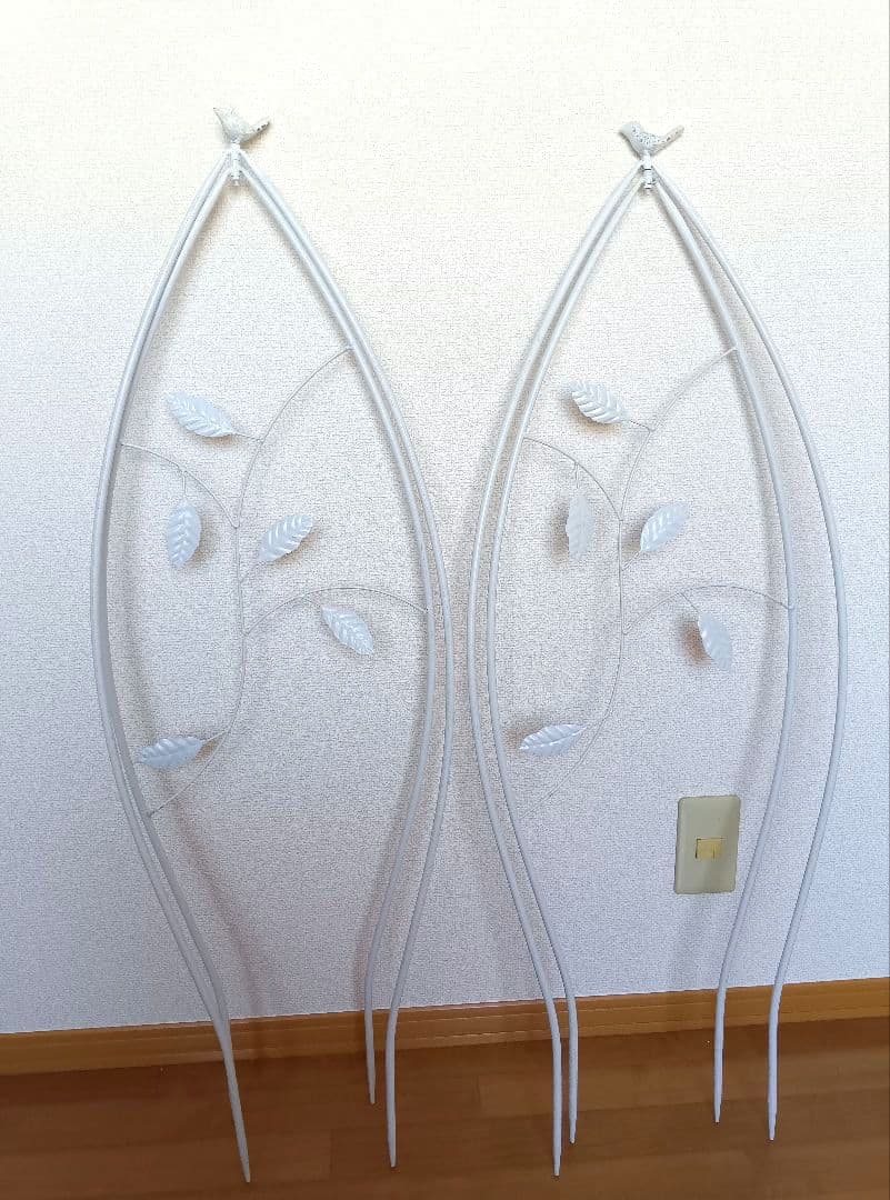 2個セット　白　ミニオベリスク トレリス 鳥 ガーデニング　支柱 バラ つる花