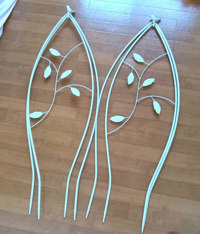 2個セット　白　ミニオベリスク トレリス 鳥 ガーデニング　支柱 バラ つる花