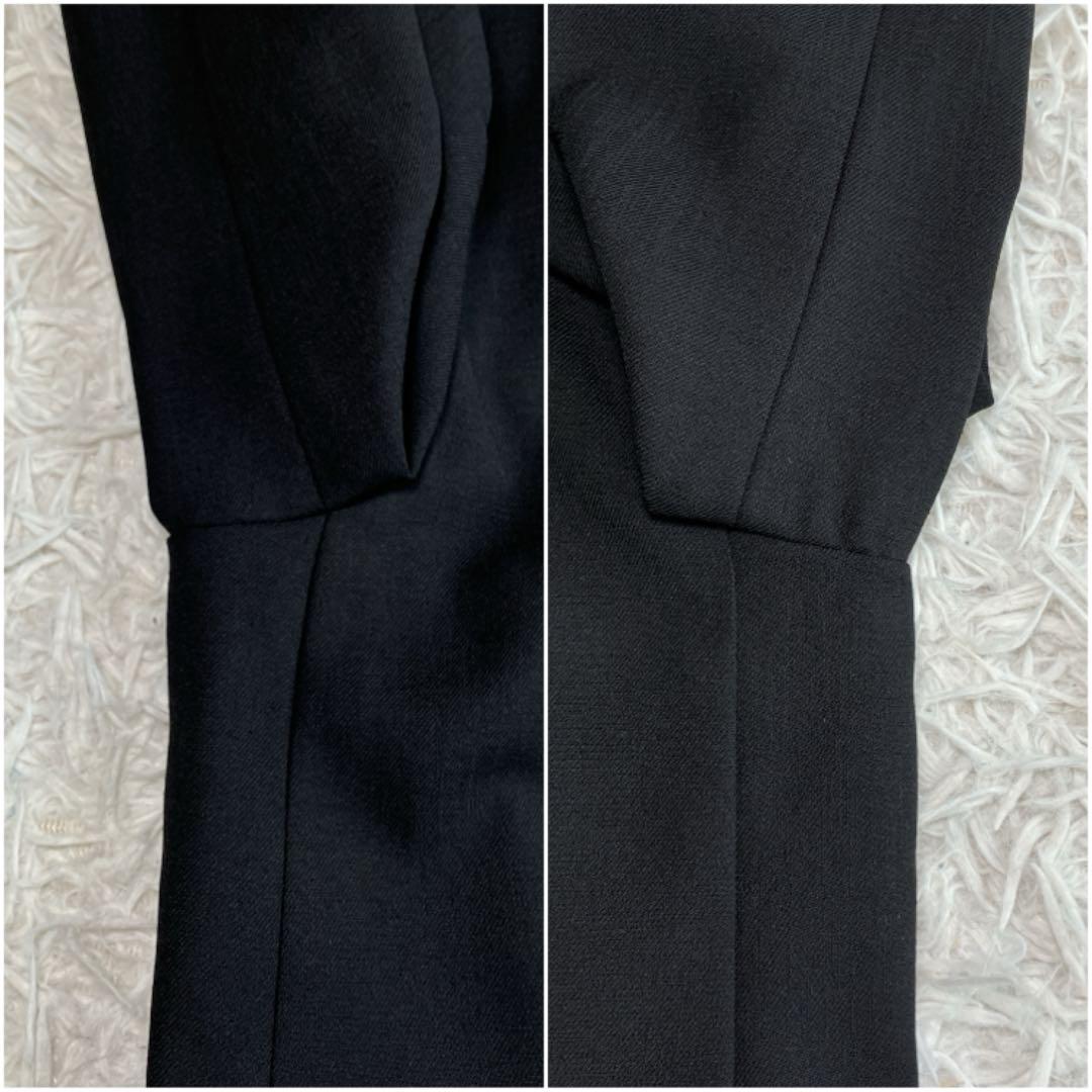 極美品 INDIVI 洗える ノーカラージャケット パンツスーツ ブラック 40