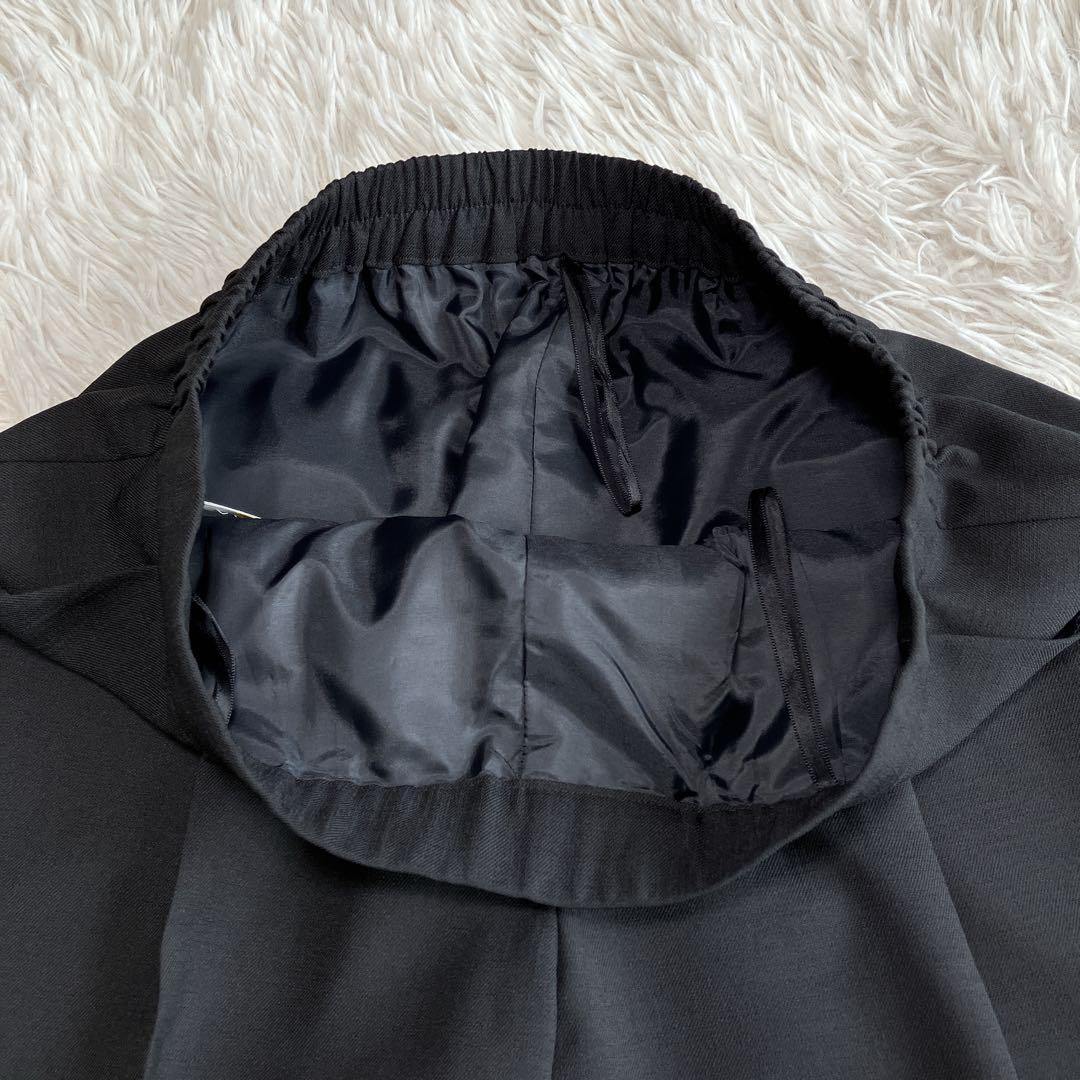 極美品 INDIVI 洗える ノーカラージャケット パンツスーツ ブラック 40