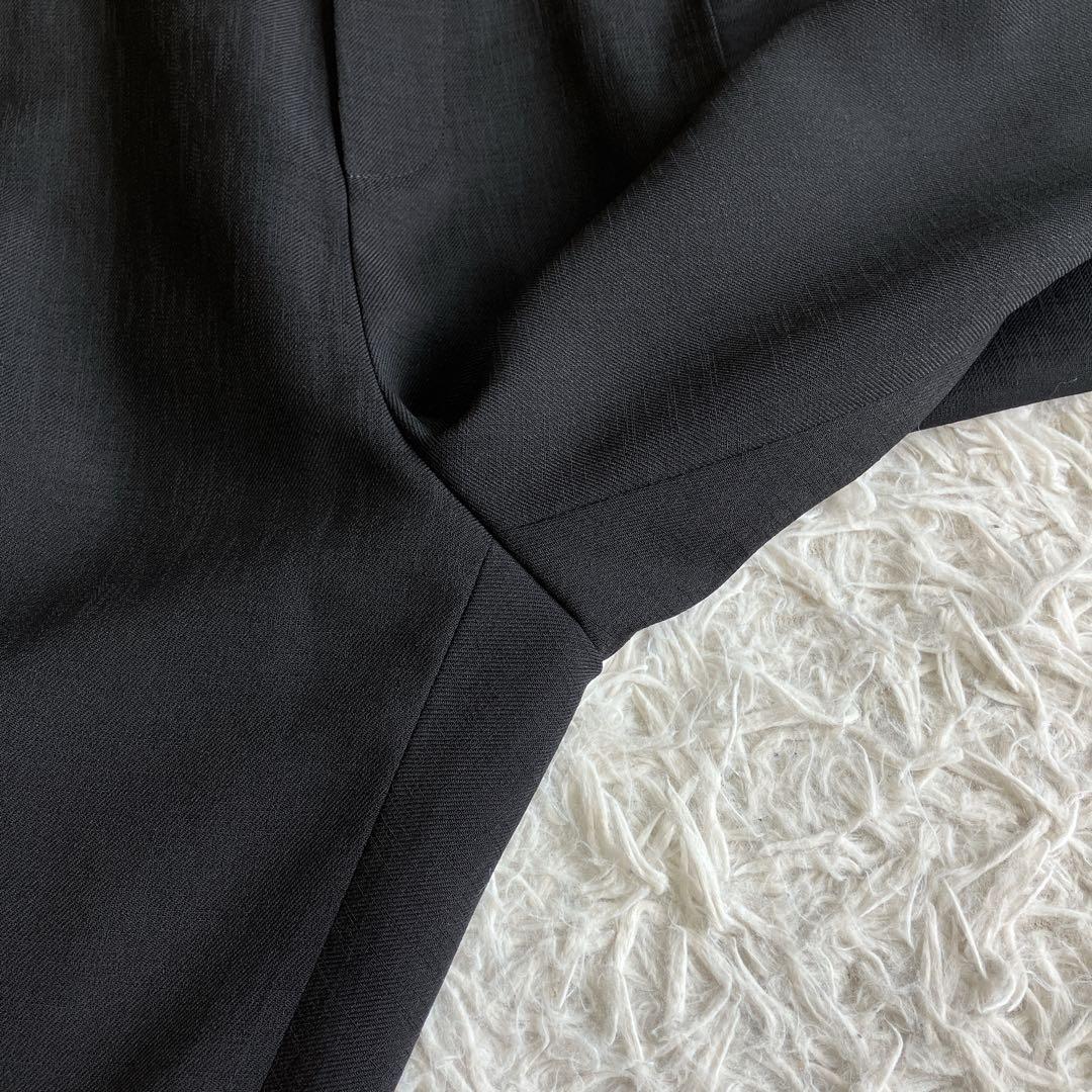 極美品 INDIVI 洗える ノーカラージャケット パンツスーツ ブラック 40