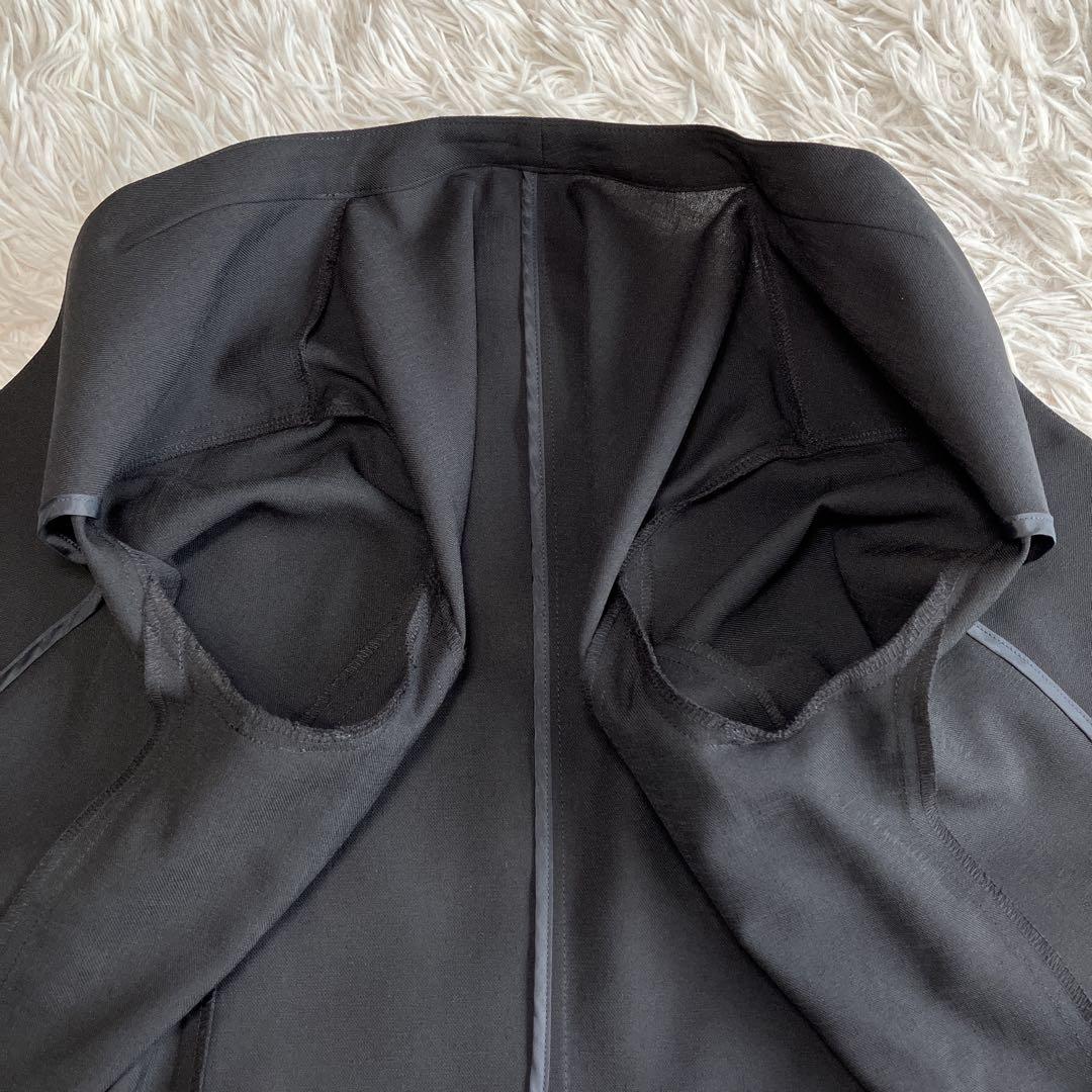 極美品 INDIVI 洗える ノーカラージャケット パンツスーツ ブラック 40