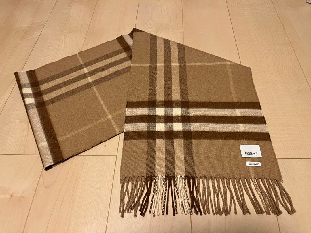 BURBERRY　バーバリー　マフラー　カシミア100％　ミッドキャメル