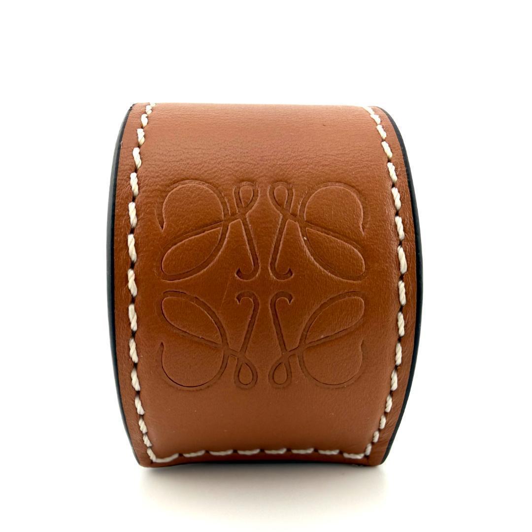 LOEWE ロエベ アナグラム スラップ ブラウン レザー ブレスレット