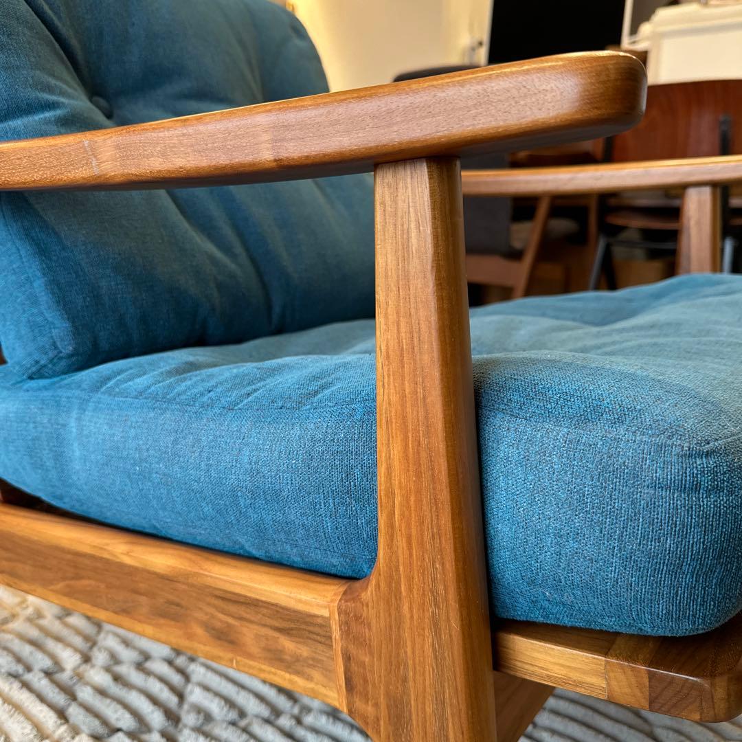 【マルニ60】ウォールナット&ブルー　1人掛けソファ