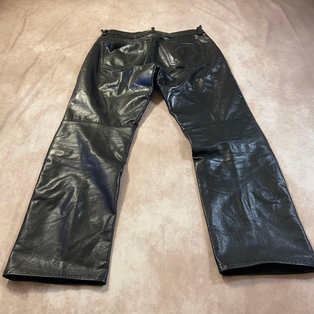 90s Old Gap レザーパンツ W33/L30ストレートフィット ブラック