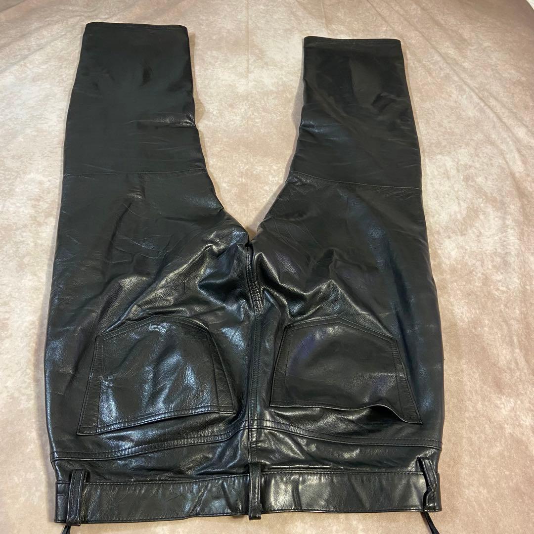 90s Old Gap レザーパンツ W33/L30ストレートフィット ブラック