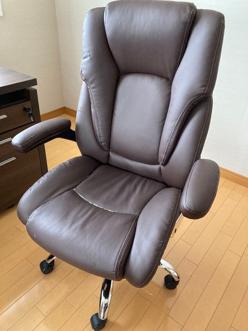 塚*本様 役員用平机、ダークブラウン色、独立キャスター引き出し付き(組立て要,バ