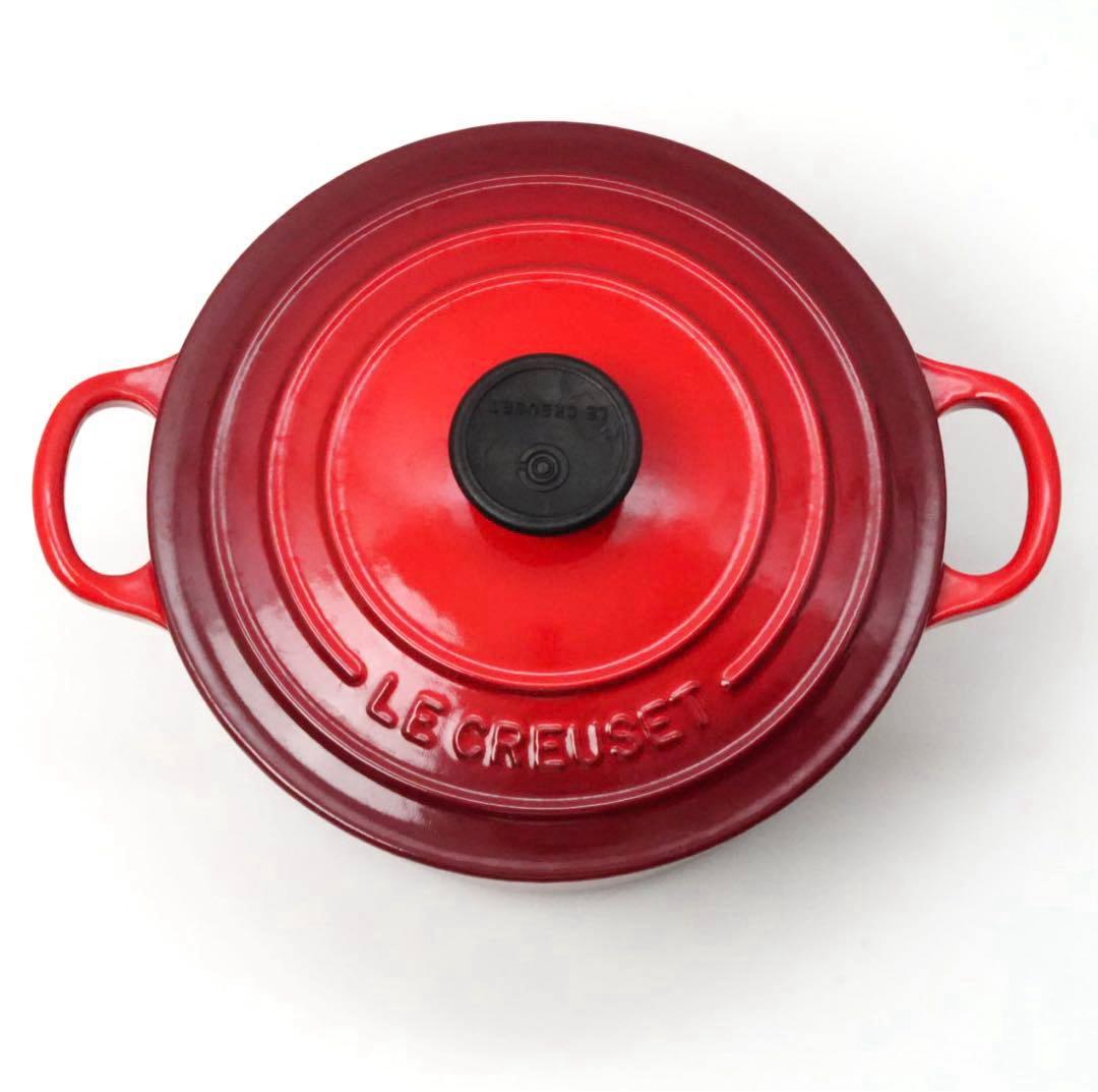 【美品】LE CREUSET　ココット ロンド チェリーレッド　18cm