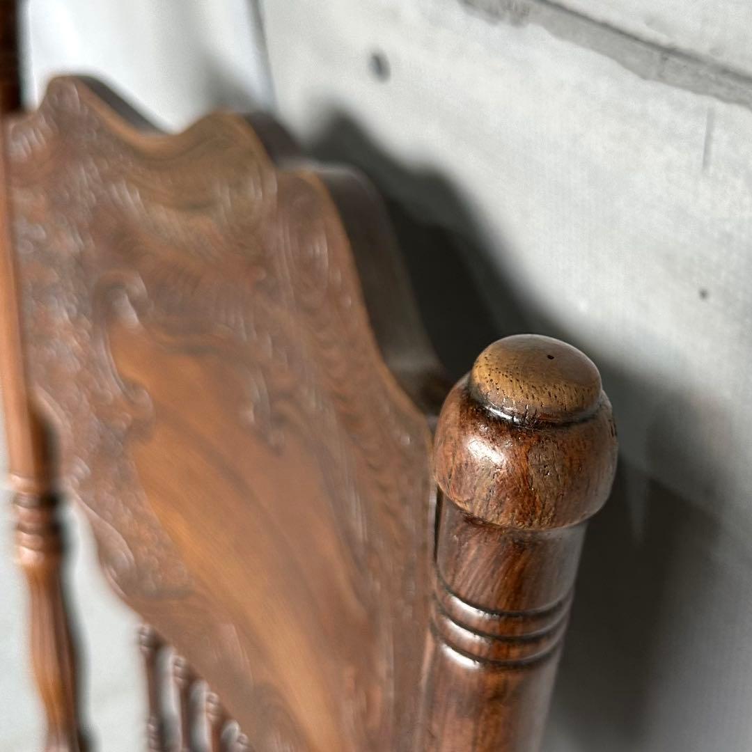 ★90s★昭和レトロ洋館風 山善 彫刻ダイニングチェア 天然木 ハイバックチェア