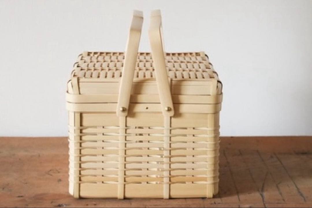 松田由紀 角物 蓋付き 竹かご 竹籠　バスケット