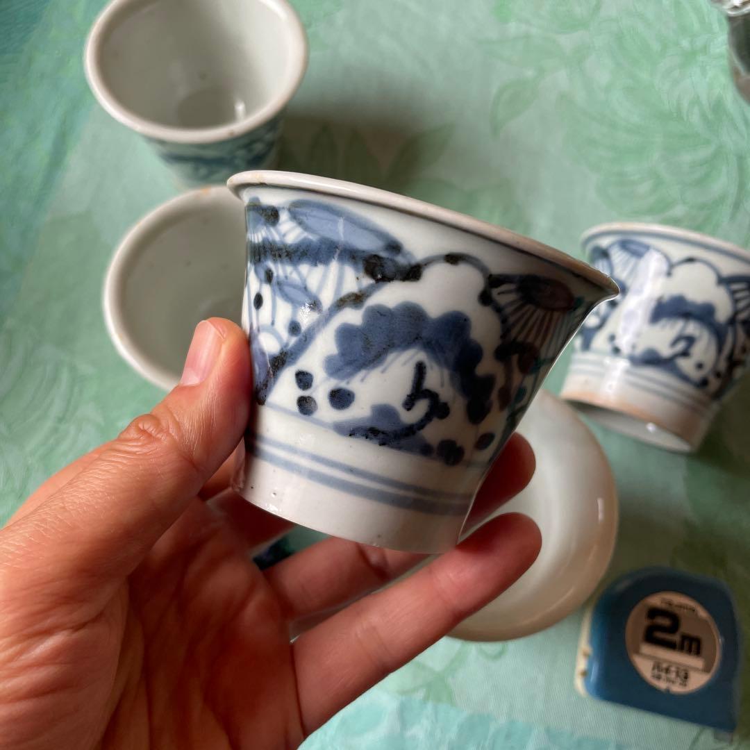 初期伊万里　染付　湯呑み茶碗　5客