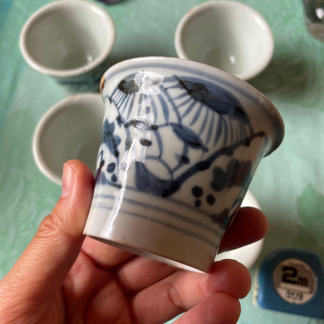 初期伊万里　染付　湯呑み茶碗　5客