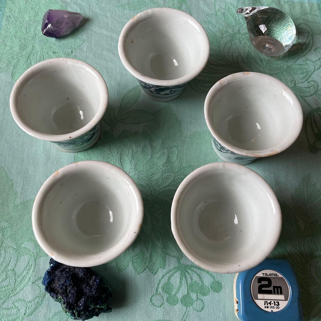 初期伊万里　染付　湯呑み茶碗　5客