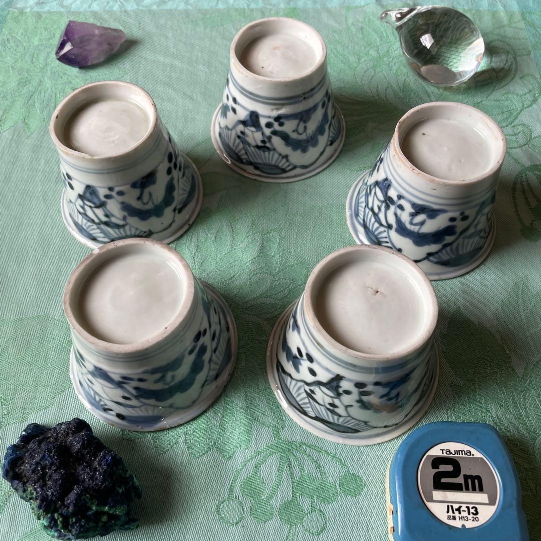 初期伊万里　染付　湯呑み茶碗　5客