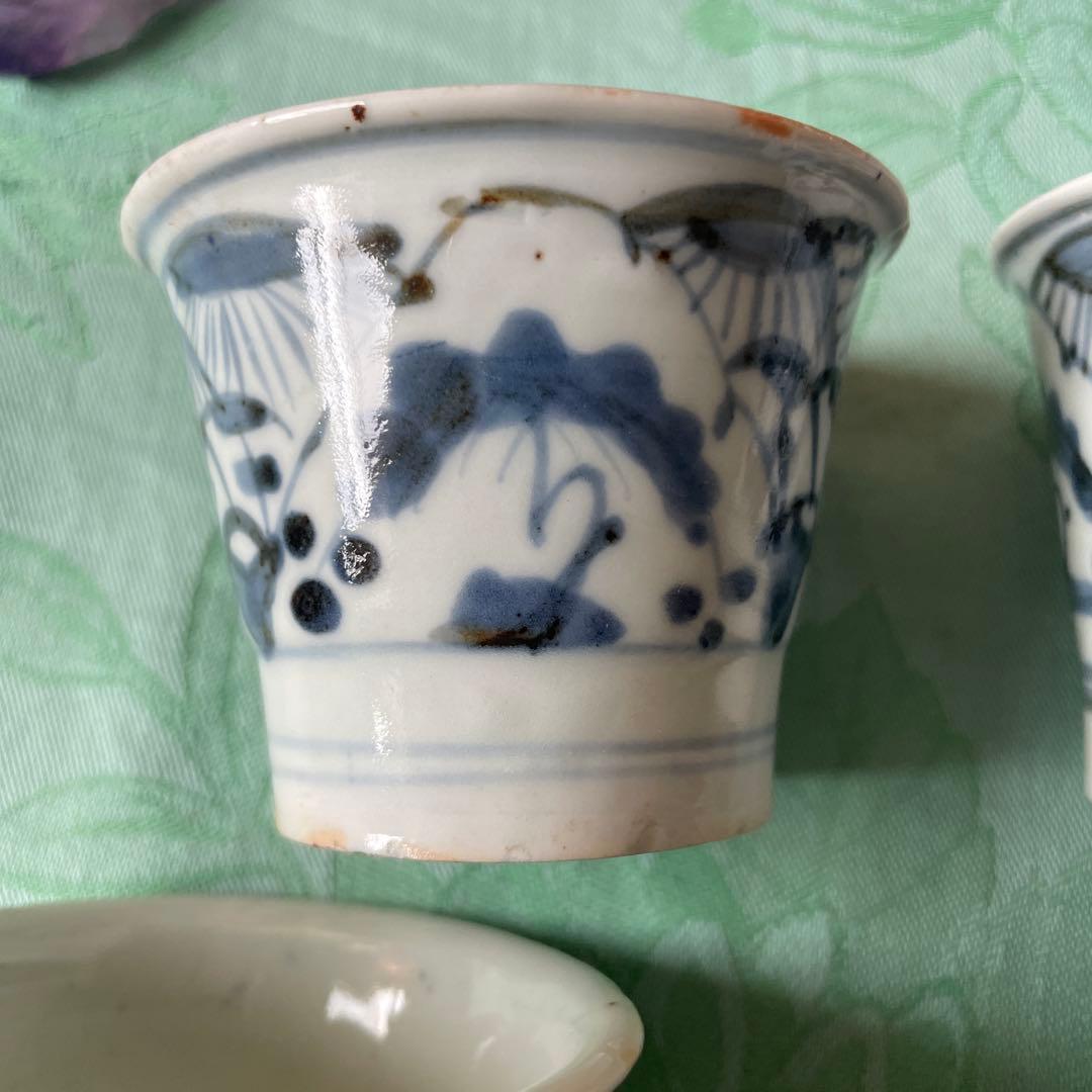 初期伊万里　染付　湯呑み茶碗　5客