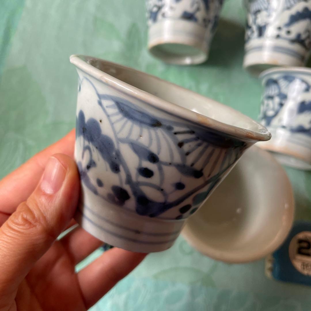 初期伊万里　染付　湯呑み茶碗　5客