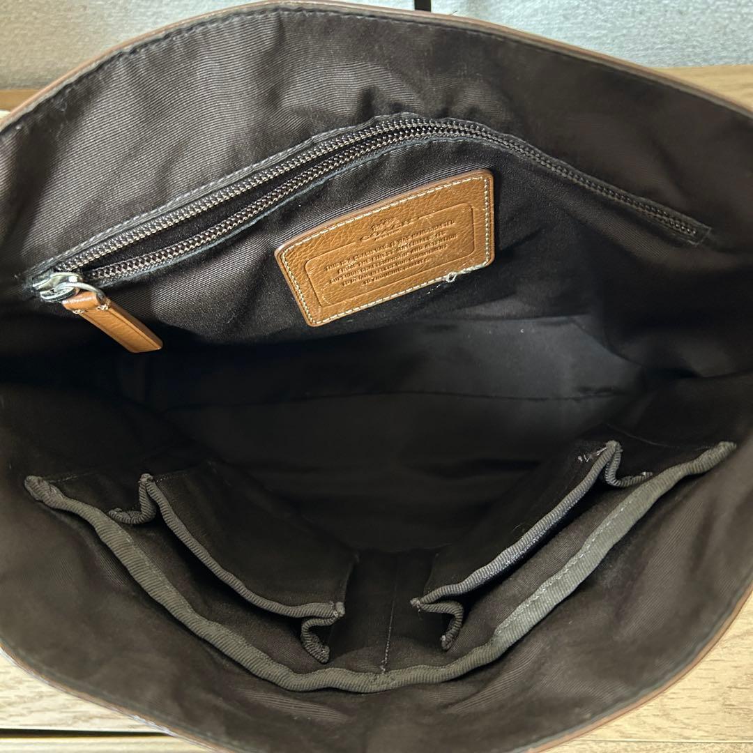 【美品】コーチ ショルダーバッグ ヘリテージ メッセンジャー ブラウン レザー