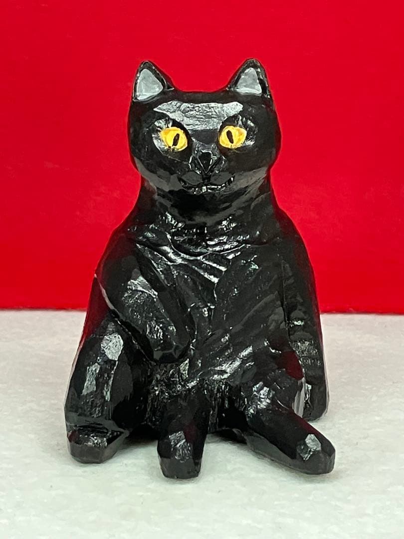 黒猫（小）3体　木彫り　置物