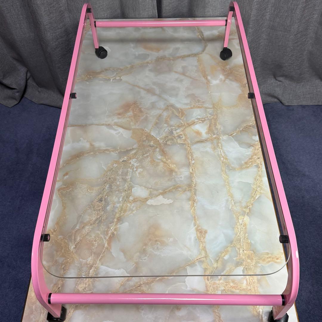 ガラステーブル ファンシーピンク レトロ 80s