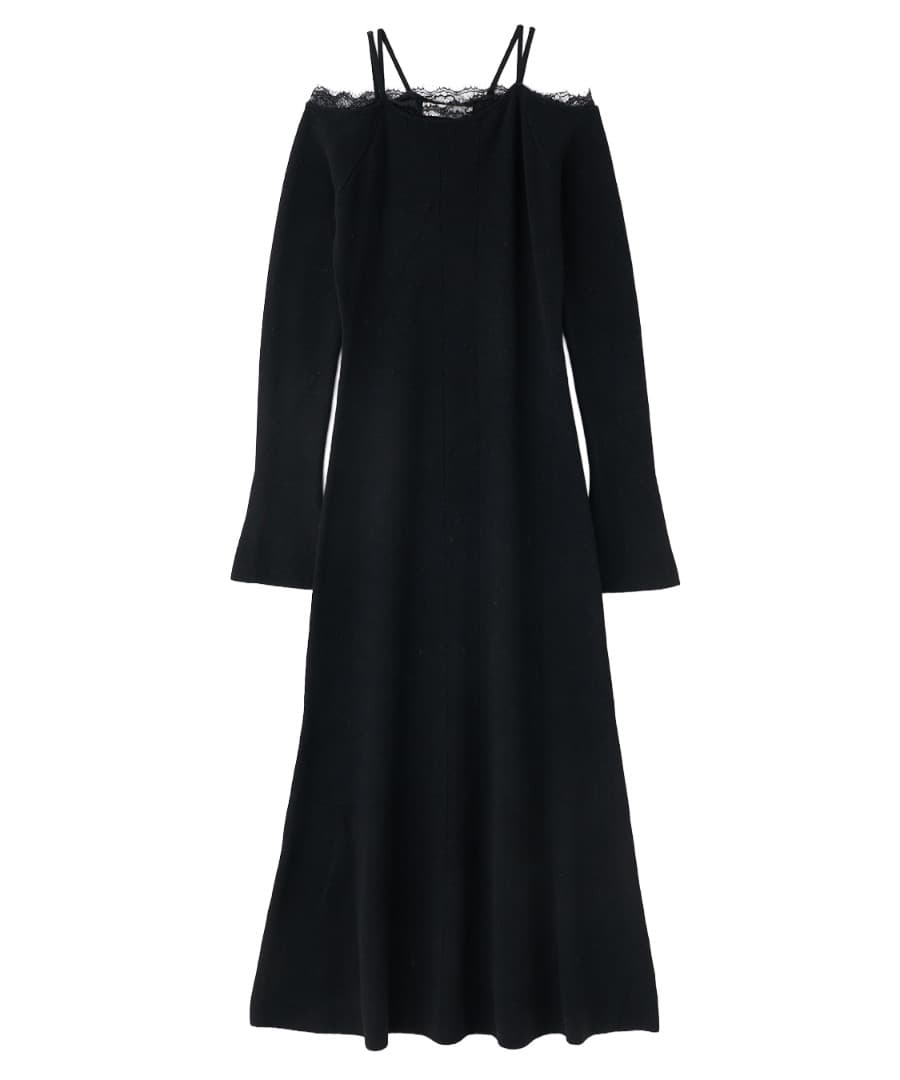 ココディール　完売レースディティールオフショルニットワンピース