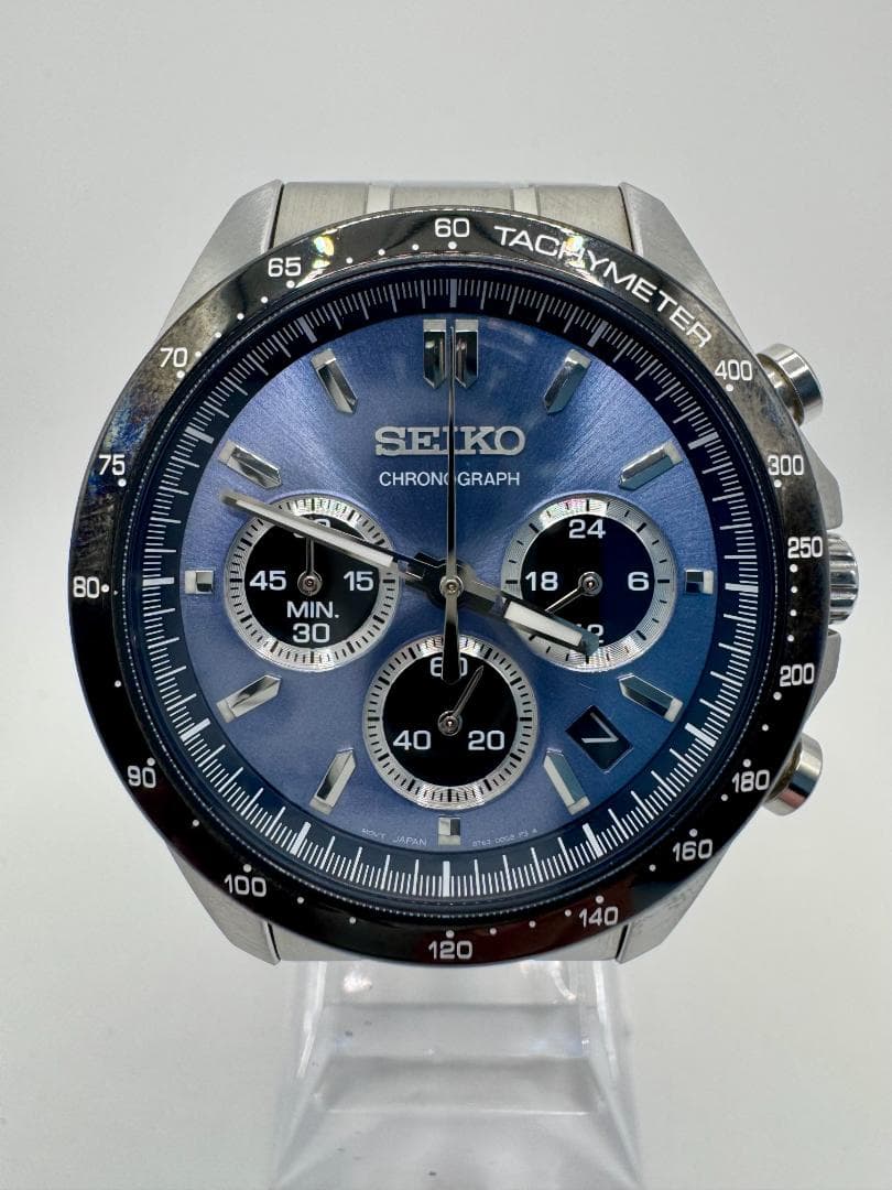 【美品】セイコー セレクション SBTR027 クロノグラフ ブルーグレー