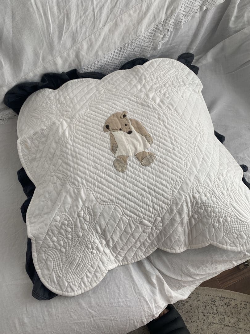 手縫い製　キルトマット　ブティ　トプラント　すずらん　テディベア