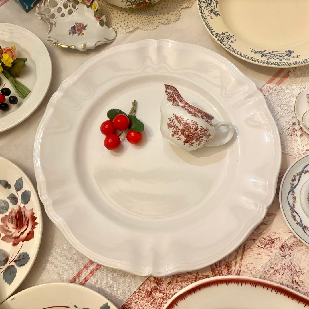 お値下げ♡美品˚✧₊フランスアンティーク˚✧ サルグミンヌの花リムꕤ︎︎大皿❁⃘˚✧⁎