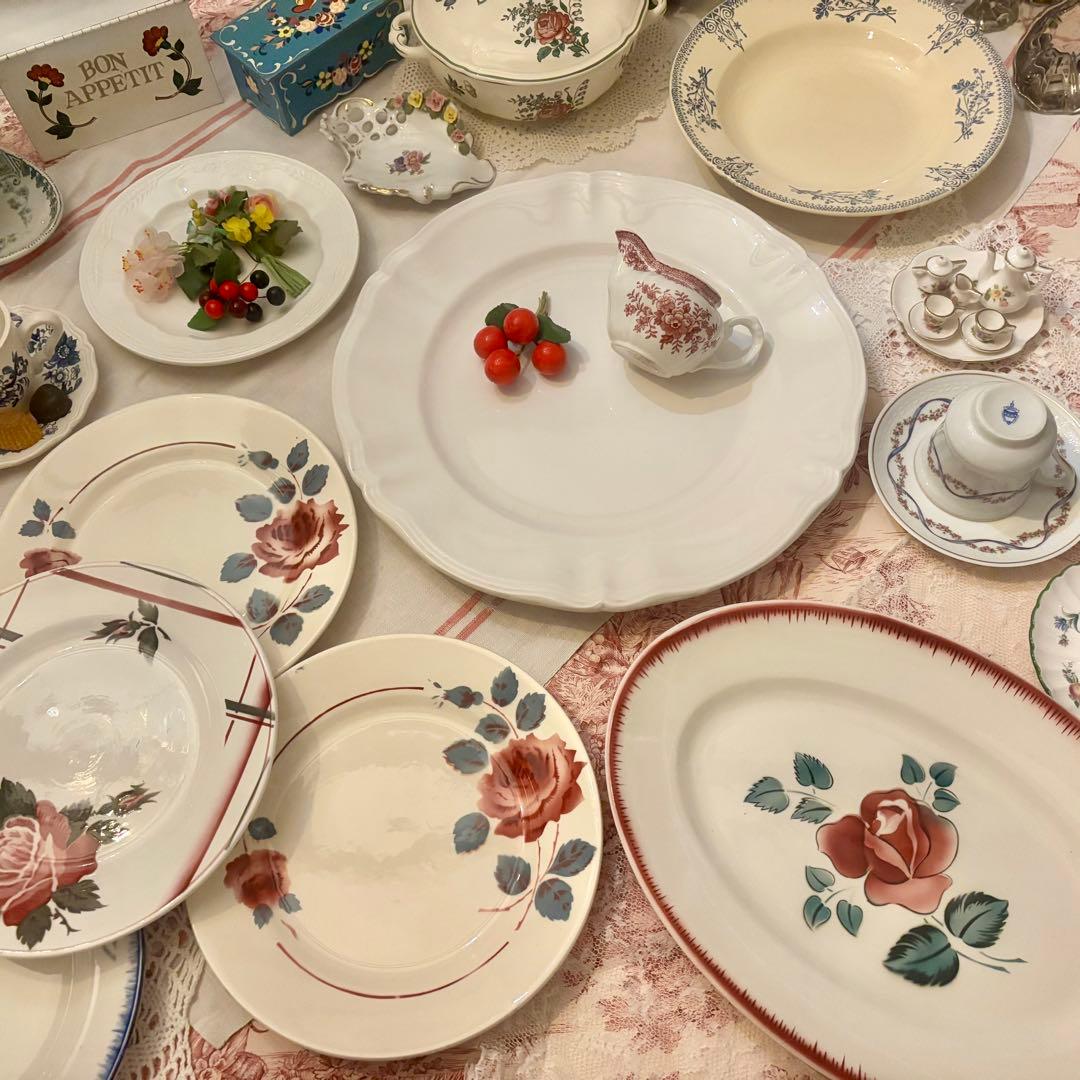お値下げ♡美品˚✧₊フランスアンティーク˚✧ サルグミンヌの花リムꕤ︎︎大皿❁⃘˚✧⁎