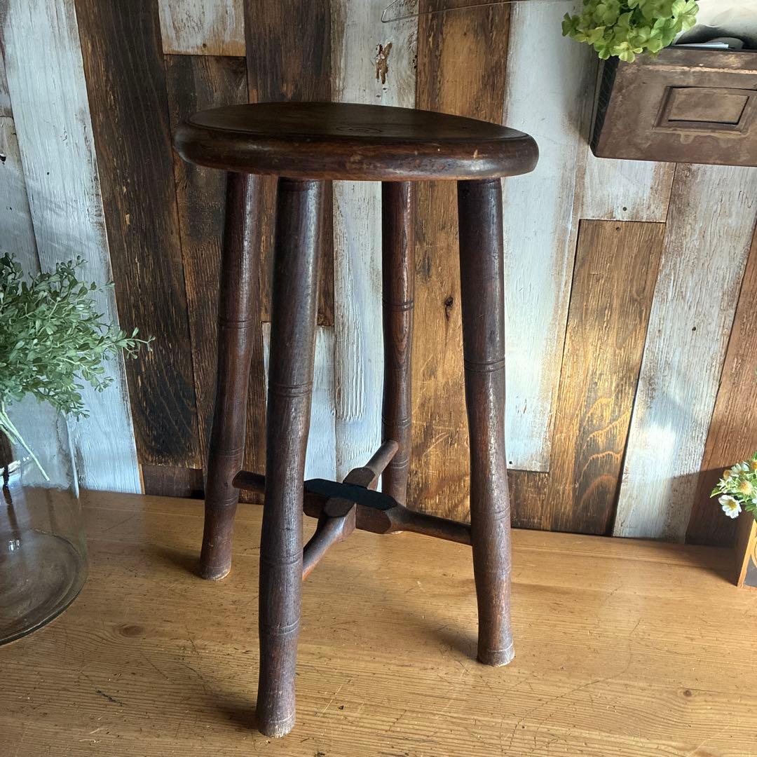 木製スツール　飾り棚　花台　アンティーク　古家具　レトロ