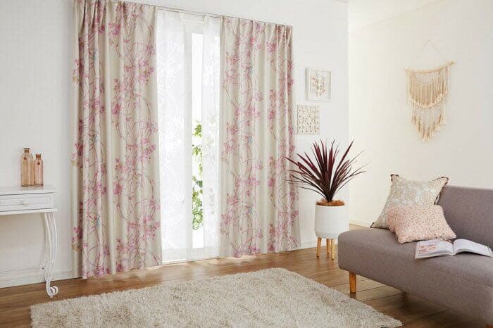 【新品】カーテン ドレープ おしゃれ 花柄 上品フェミニン風 遮光 2級 日本製