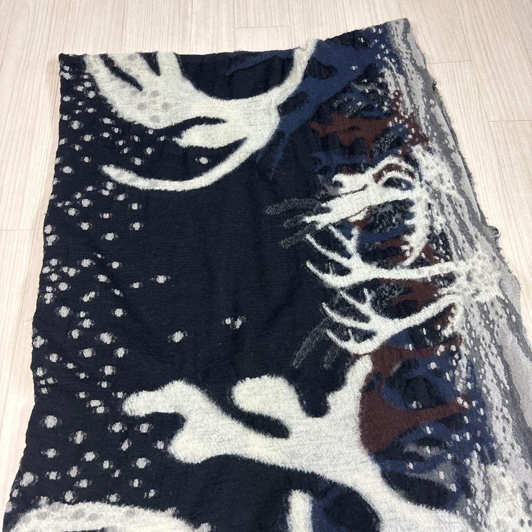 KAPITAL ネイビー グレー ストール　縮絨ウール　ジャーニーカリブマフラー