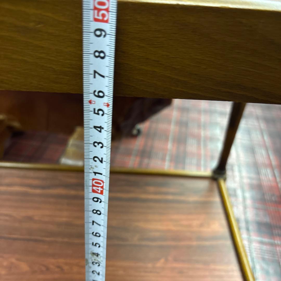 木製2段式サイドテーブル ハンドル付き　アンティーク