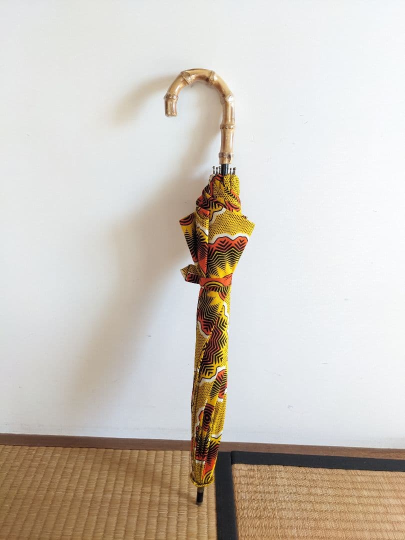 No.57 ハンドメイド　小さな日傘　アフリカンファブリック　イエロー＆オレンジ