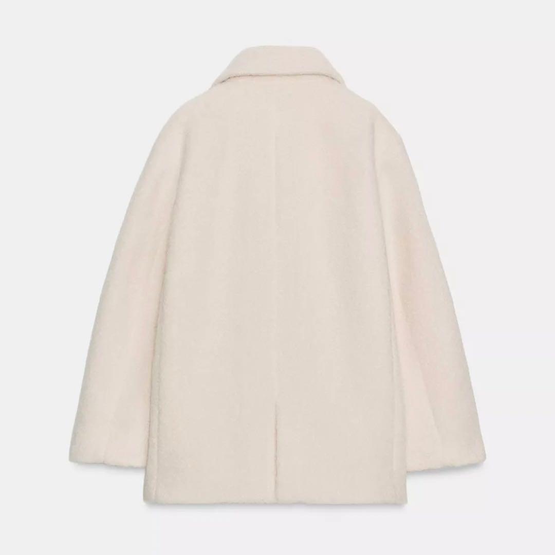 ZARA ブークレダブルブレストミディ丈コート