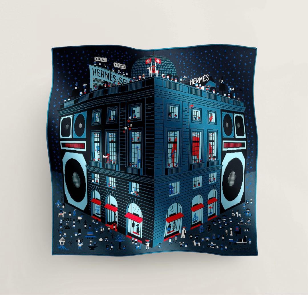 【新品・未使用】エルメス　ポケットチーフ　カレ　45 フォーブルパーティー