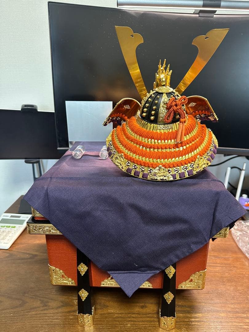五月人形　12号飾兜　純金箔押　平安武久