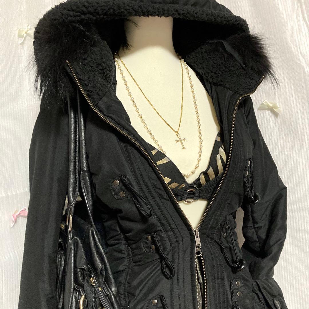 y2k 平成ギャル お兄系 グランジ パンク ファー付きミリタリージャケット