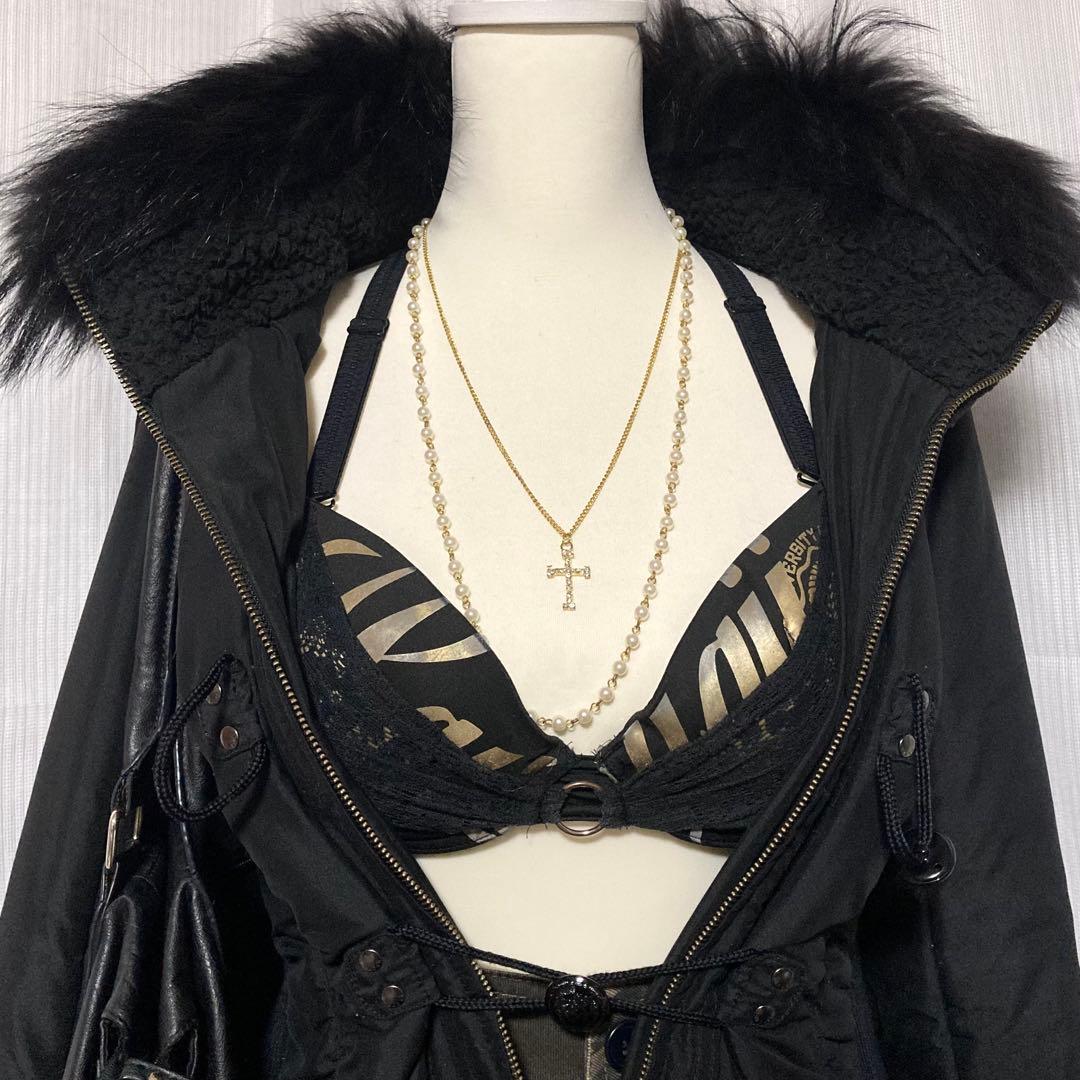 y2k 平成ギャル お兄系 グランジ パンク ファー付きミリタリージャケット