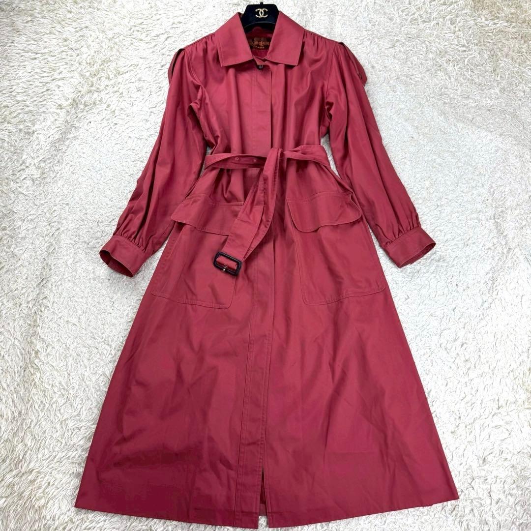 イヴサンローラン YSL トレンチコート ベルト エポレット レッド L