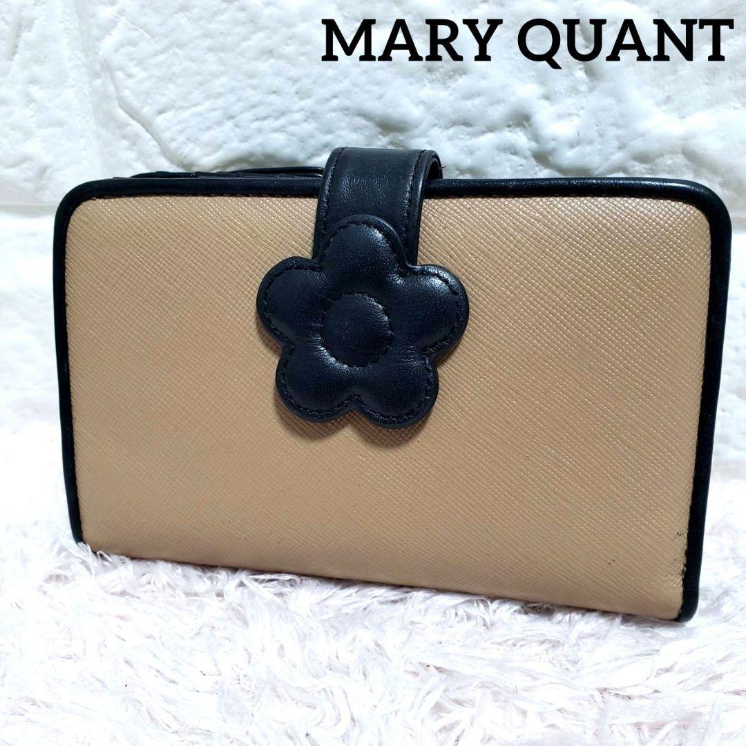 美品 MARY QUANT マリークワント バイカラー デイジー 折り財布