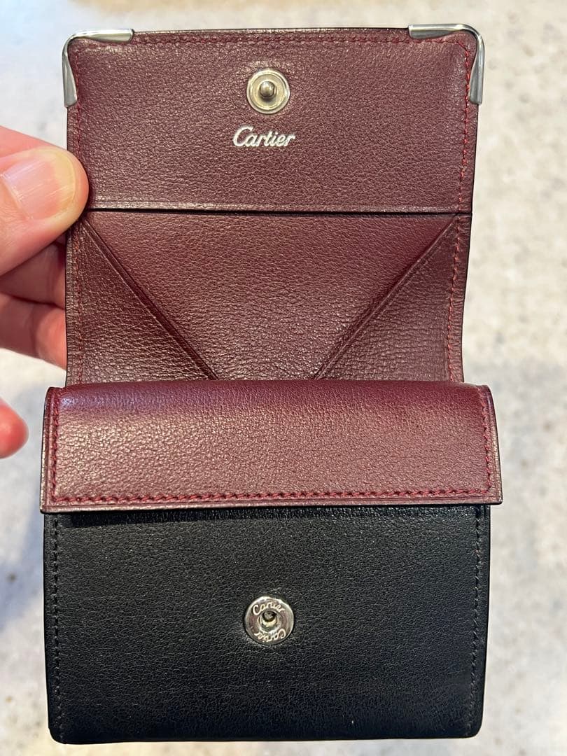 Cartier レザーケース 黒/ボルドー