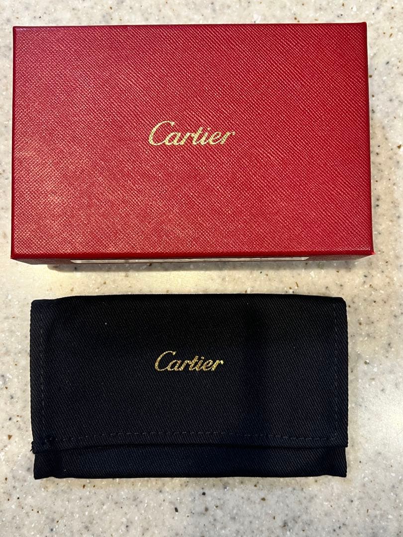 Cartier レザーケース 黒/ボルドー