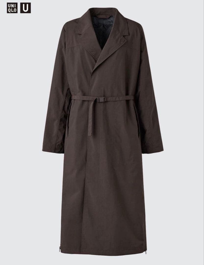 【新品】UNIQLO U ステンカラーロングコート 39ダークブラウン