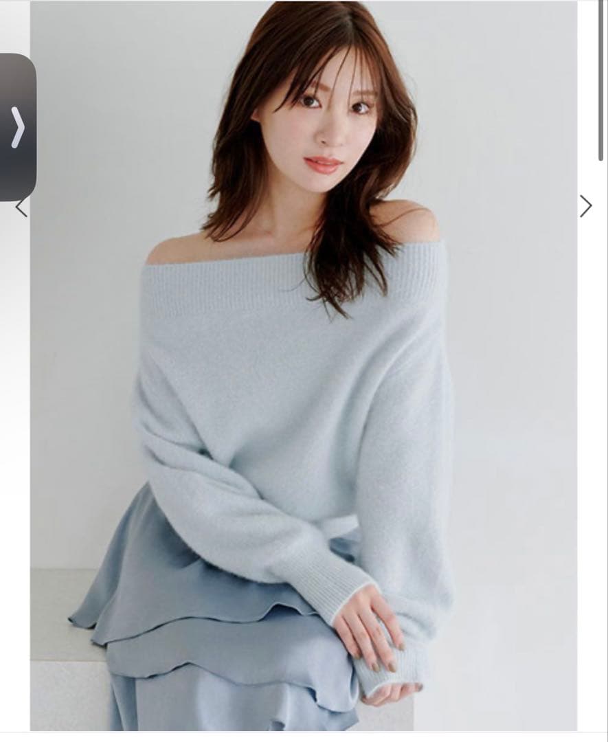 muu.snidelフォックスアルパカオフショルプルオーバー ライトブルー