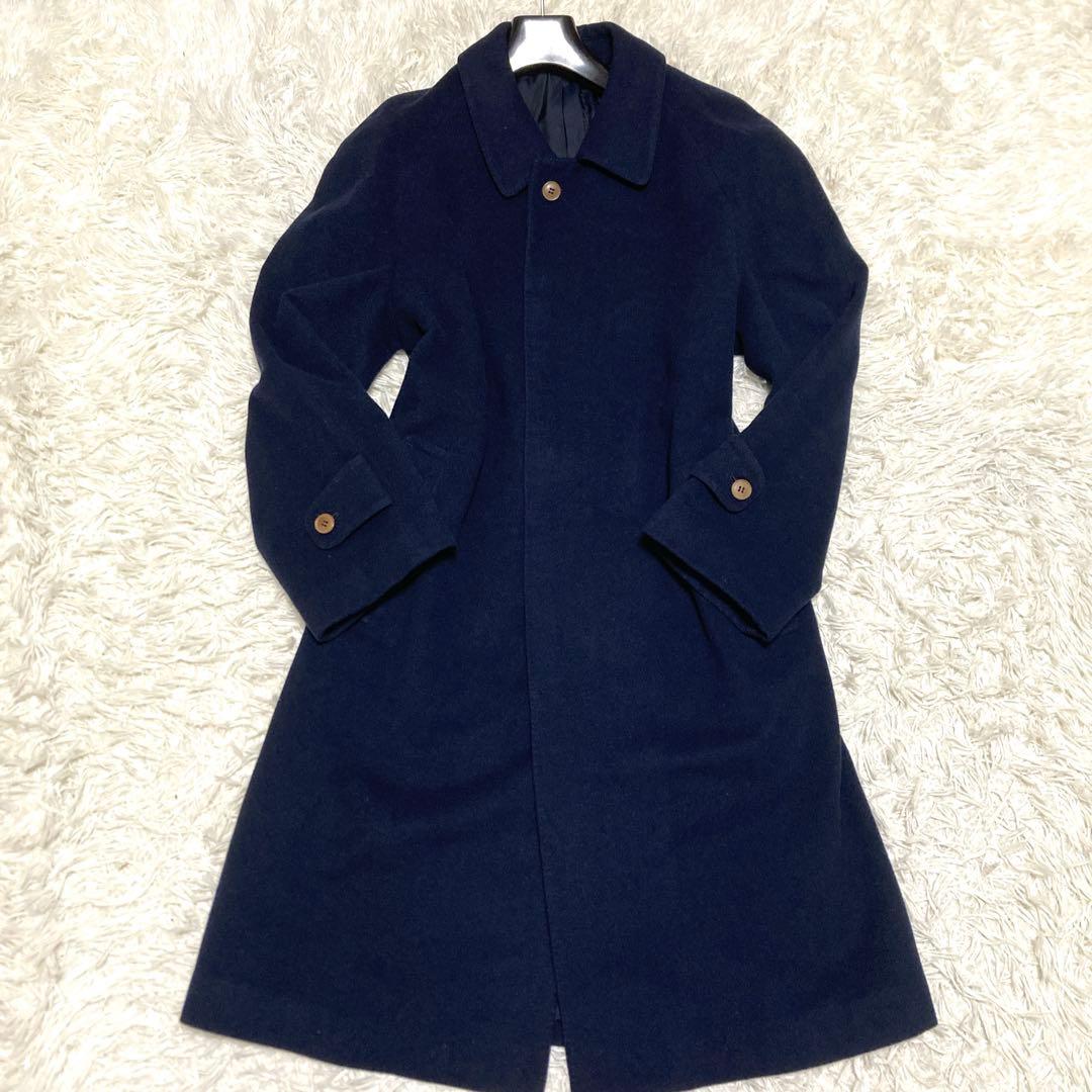 希少✨美品　クリスチャンディオールムッシュ　ステンカラーコート　カシミヤ　紺　S