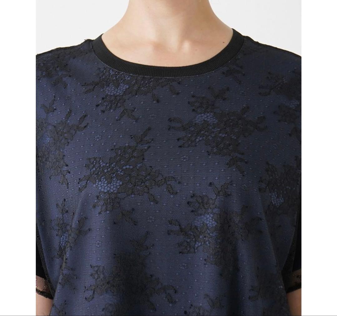 【新品】定価31,900円　レリアン　シアーレースプルオーバー　ネイビー　13＋