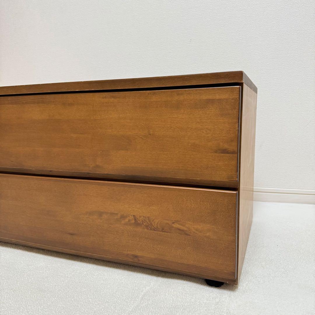 【廃盤品】無印良品　無垢　バーチ材 チェスト 2段 木製　ブラウン　北欧