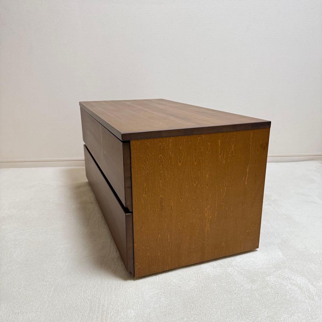 【廃盤品】無印良品　無垢　バーチ材 チェスト 2段 木製　ブラウン　北欧