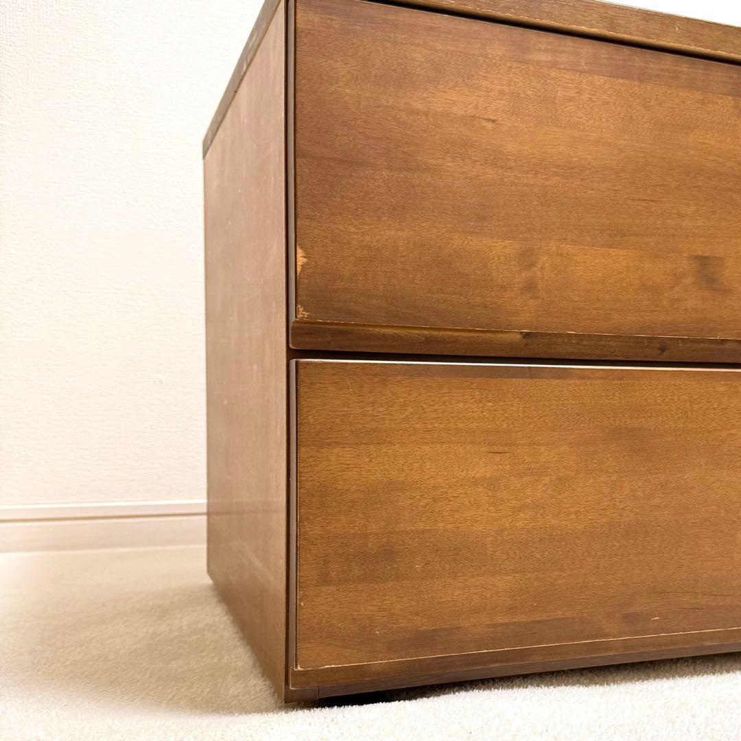 【廃盤品】無印良品　無垢　バーチ材 チェスト 2段 木製　ブラウン　北欧